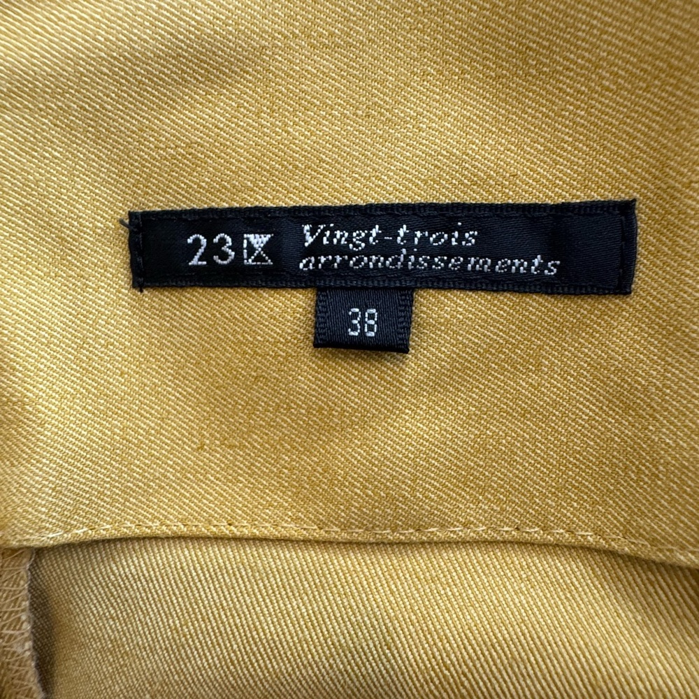 Mustard Yellow Belted Midi Skirt High Waist A Line Boho Size 6 23X - Picture 6 of 7